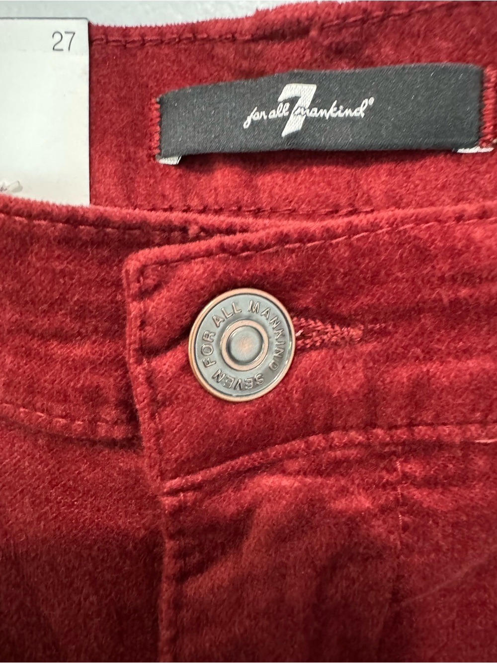 7 For All Mankind Classic Flare Jeans Womens 27 Red Velvet High Rise Ali NWT - Picture 7 of 16